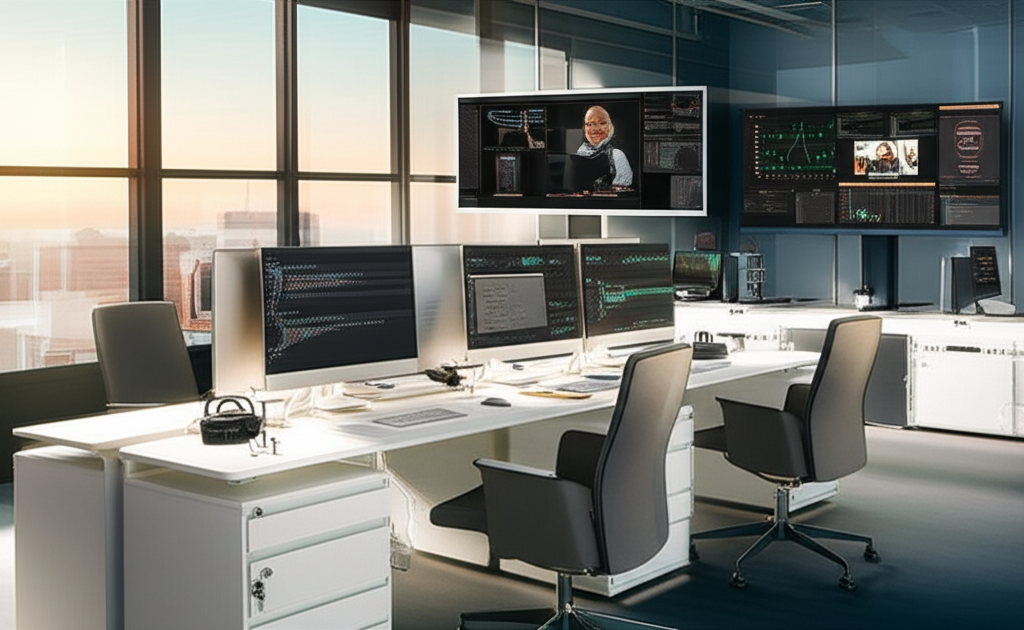 Modern IT office with technology equipment